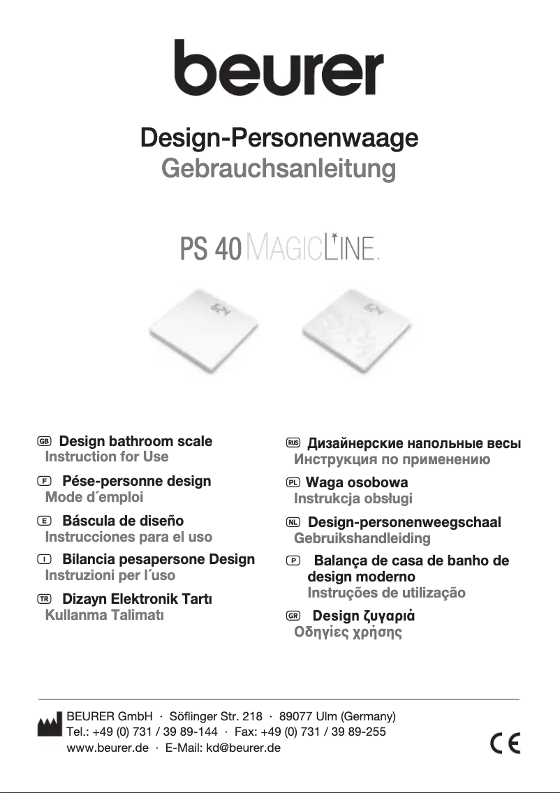 Page 1 de la notice Manuel utilisateur Beurer PS 40