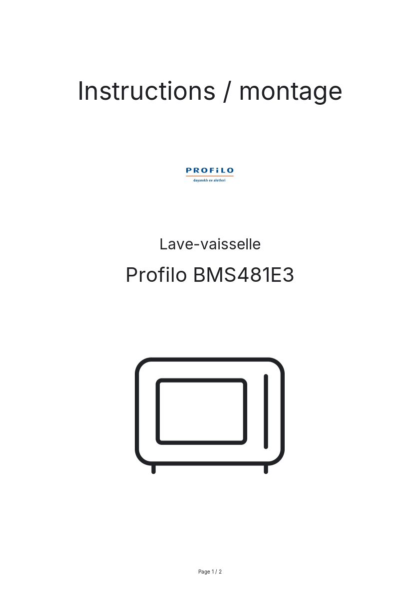 Page n°1 - Instructions / montage Profilo BMS481E3