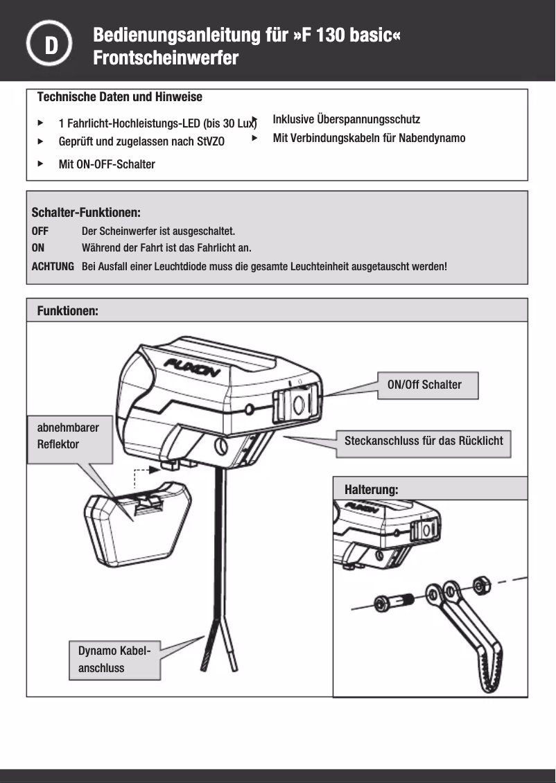 Imagen de la primera página del manual del dispositivo F 130
