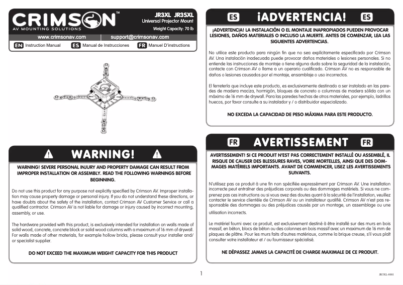 Image de la première page du manuel de l'appareil JR3XLW