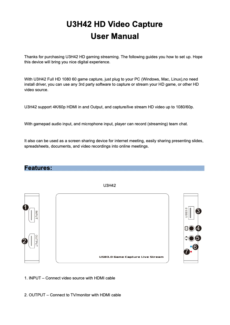Page n°1 - Manuel utilisateur ANDYCINE U3H42