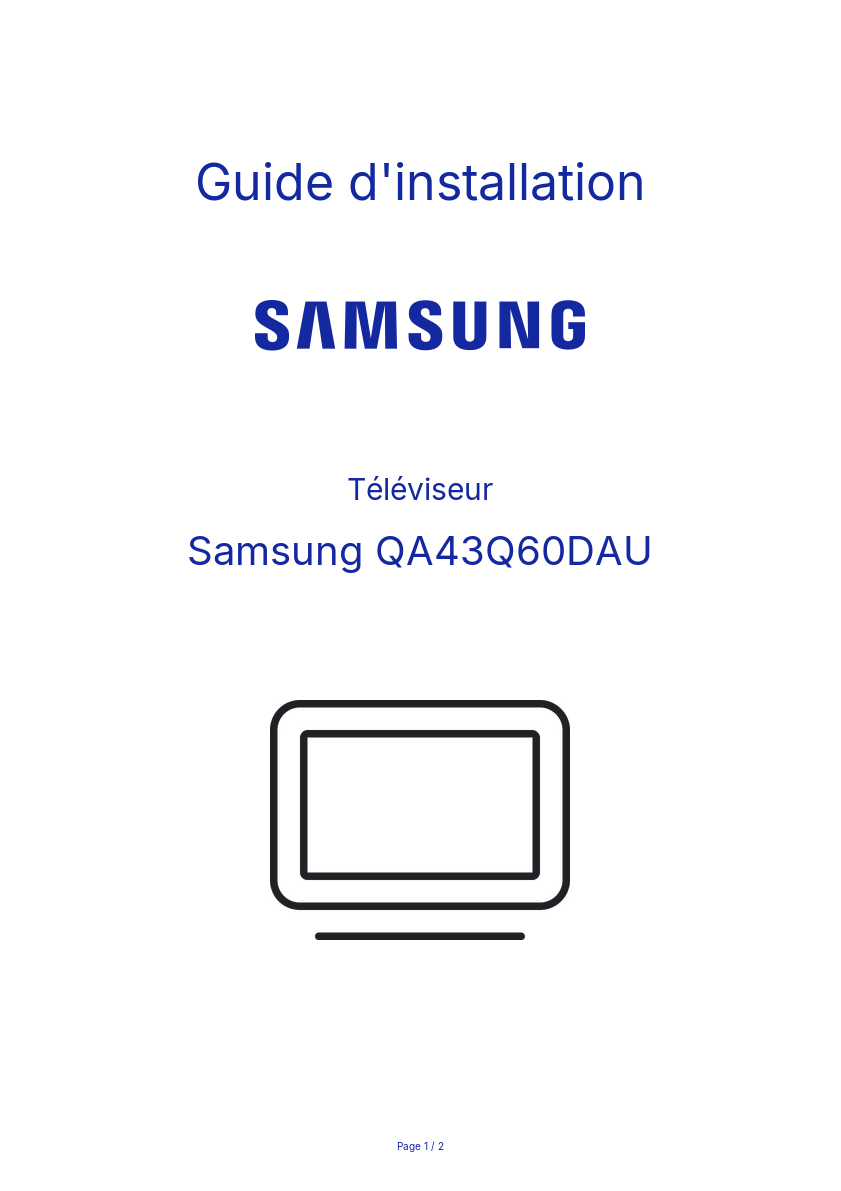 Page n°1 - Guide d'installation Samsung QA43Q60DAU
