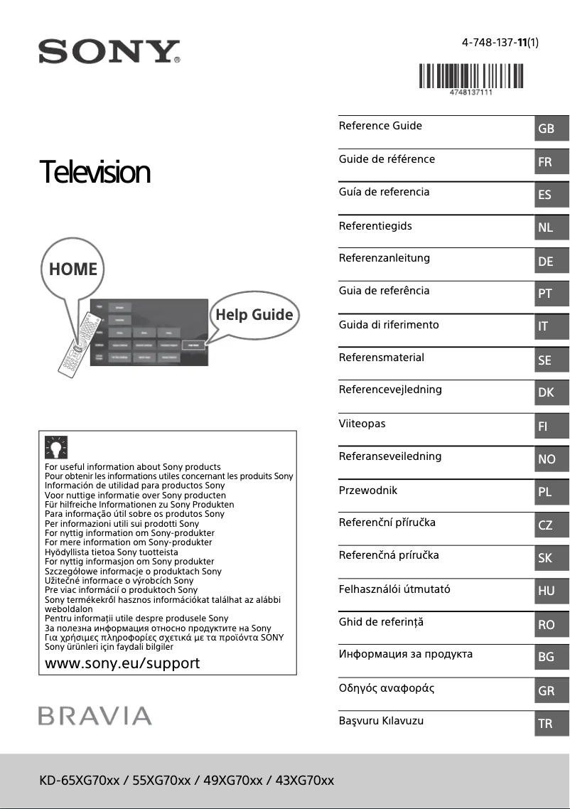 Page 1 de la notice Manuel utilisateur Sony Bravia KD-49XG7004