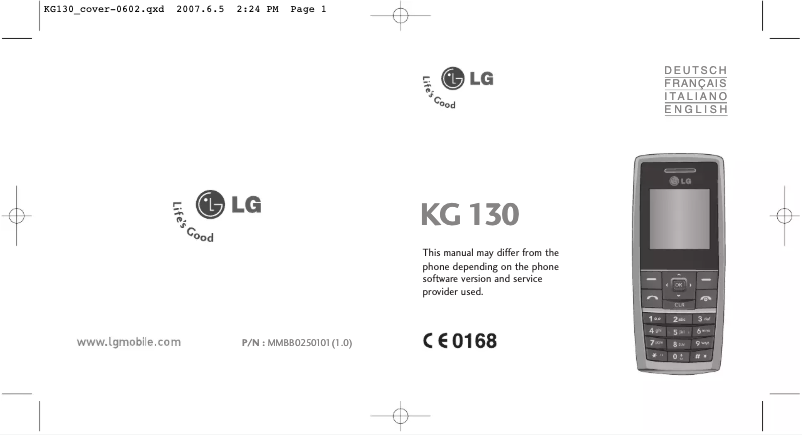 Page 1 de la notice Manuel utilisateur LG KG130