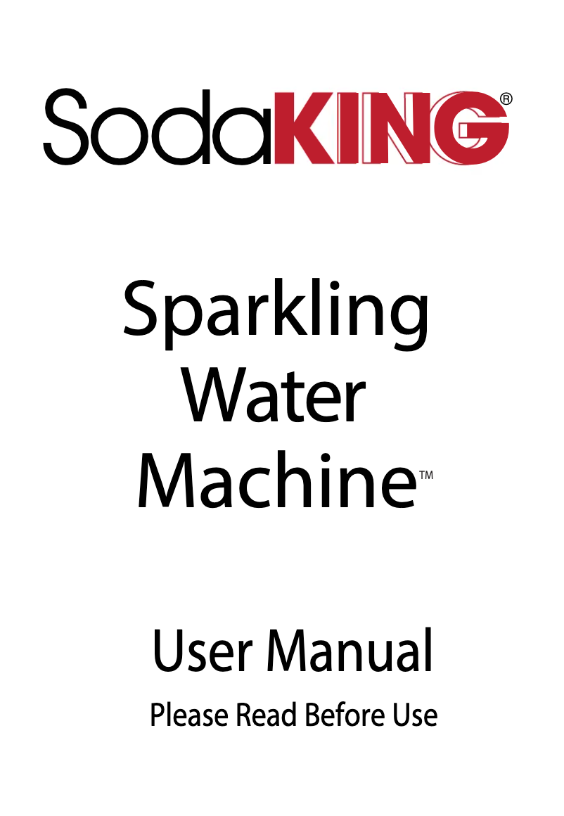 Page n°1 - Manuel utilisateur SodaKING Sparkling Water Machine