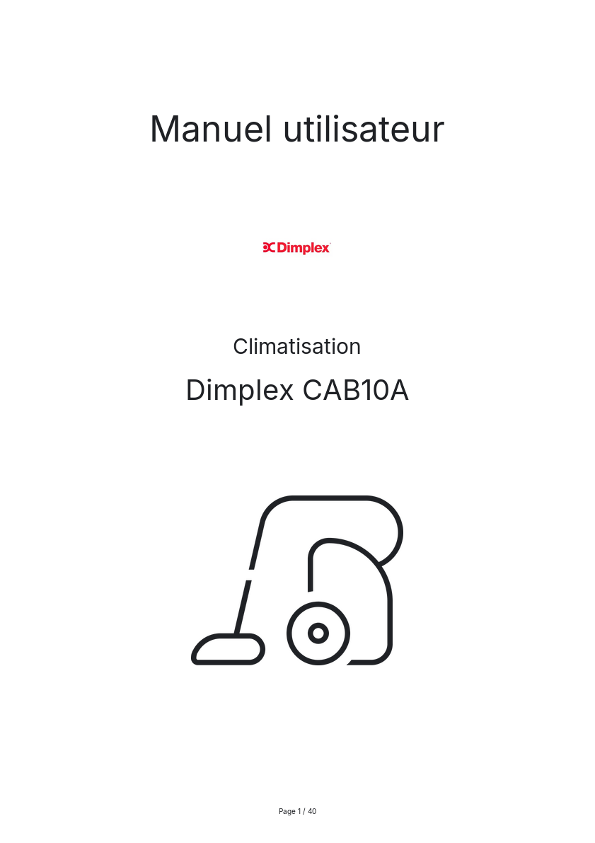 Page n°1 - Manuel utilisateur Dimplex CAB10A