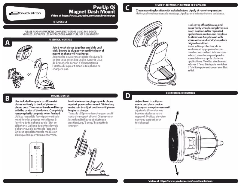 Page 1 de la notice Manuel utilisateur Bracketron BT2-653-2