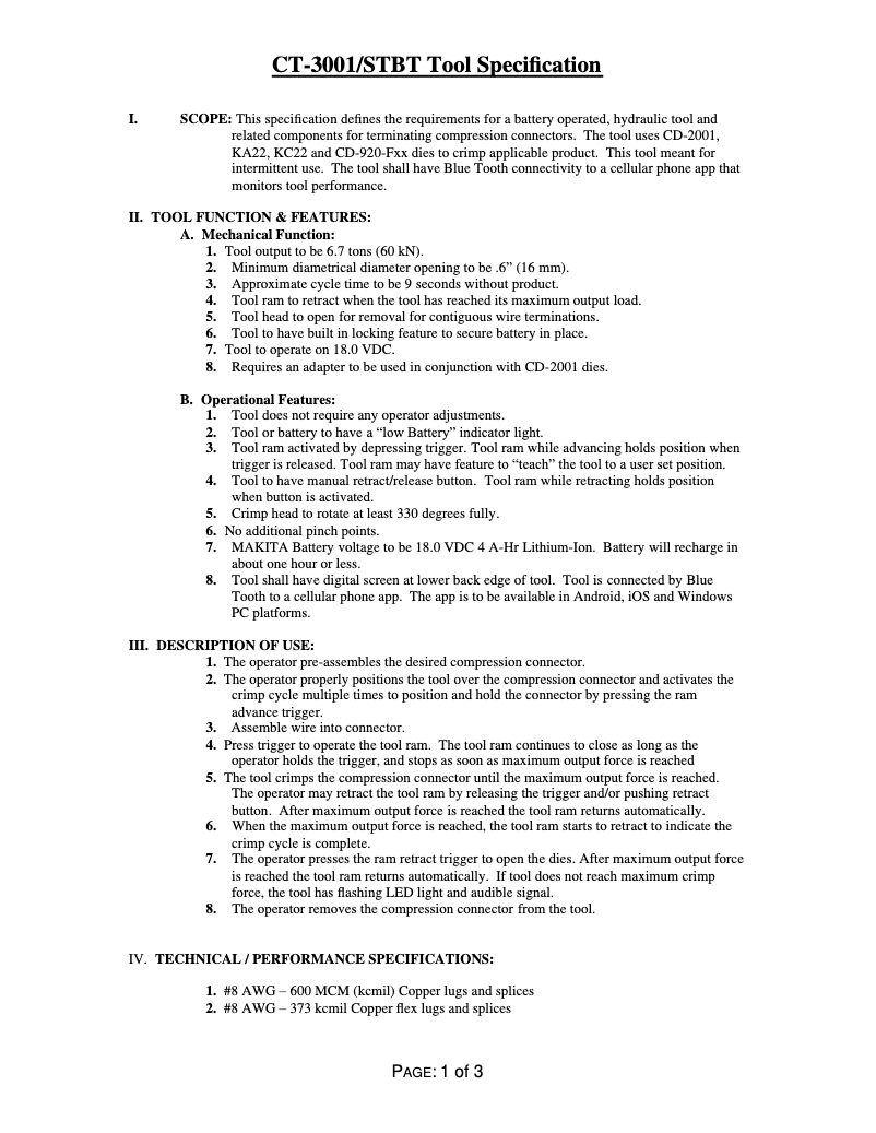 Page 1 de la notice Fiche technique Panduit CT-3001/STBT