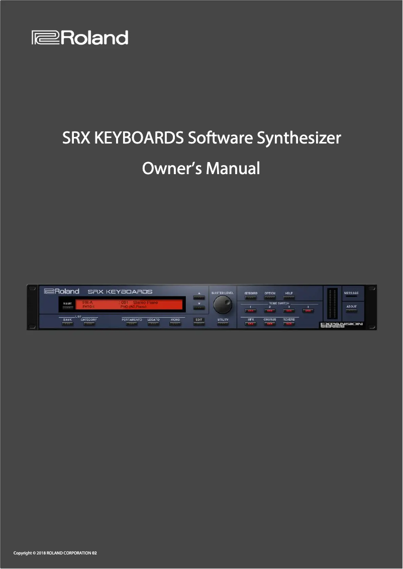 Page n°1 - Manuel utilisateur Roland SRX KEYBOARDS