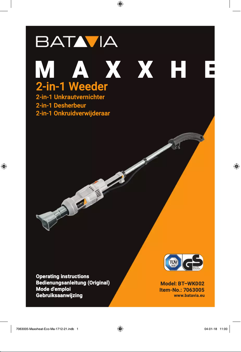 Page 1 de la notice Manuel utilisateur Batavia Flipout BT-TS001