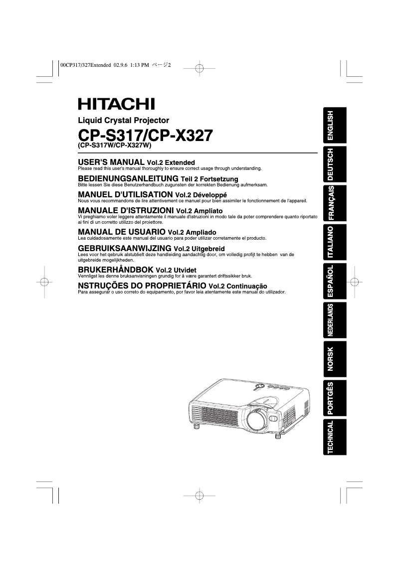 Page n°1 - Manuel utilisateur Hitachi CP-S317W