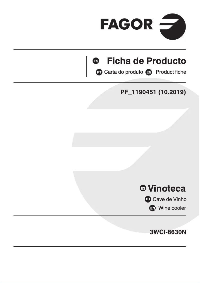 Page 1 de la notice Fiche technique Fagor 3WCI-8630N