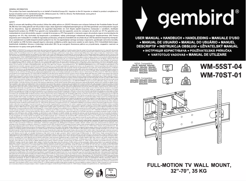 Página 1 del manual Manual de usuario Gembird WM-70ST-01