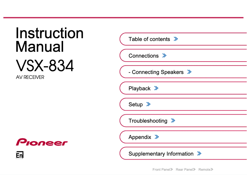 Page 1 de la notice Manuel utilisateur Klipsch VSX-834