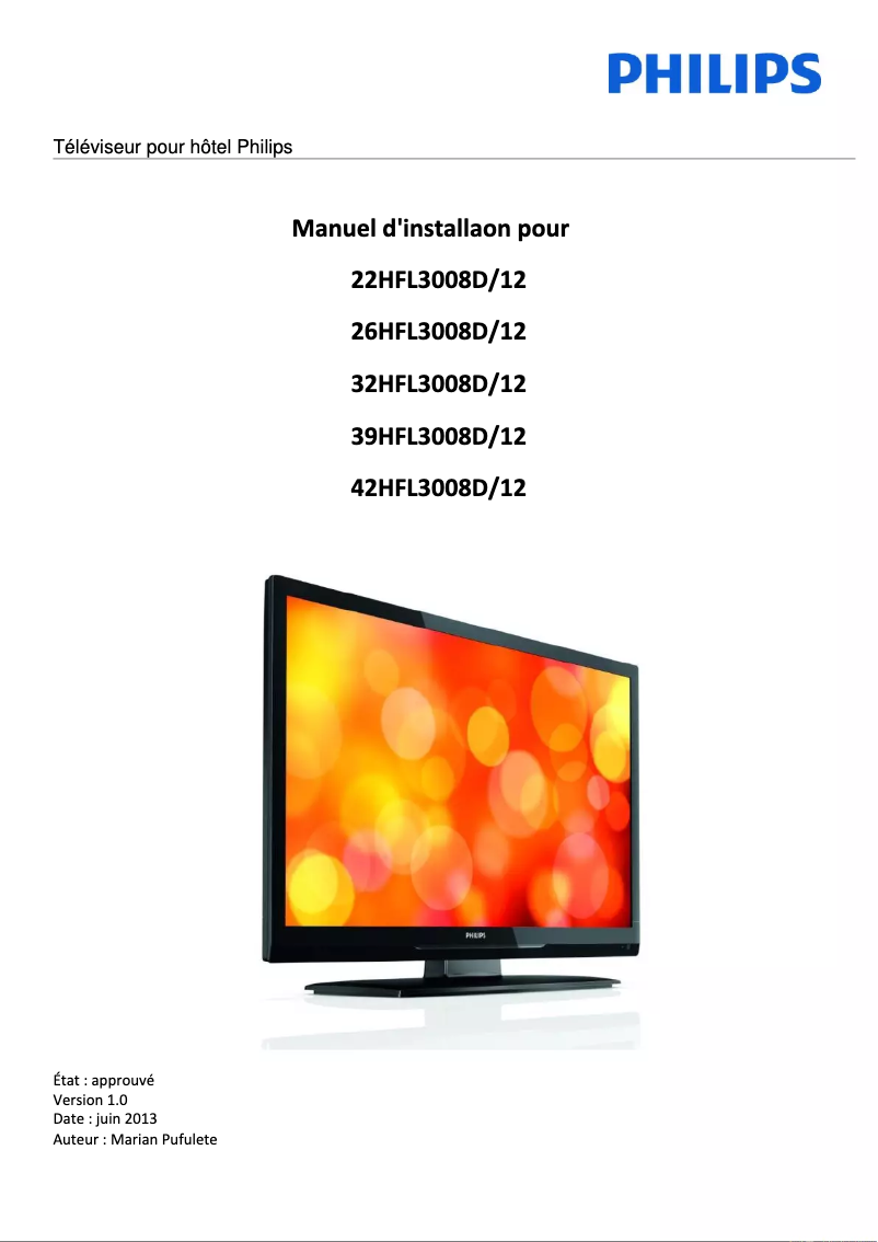 Page 1 de la notice Guide d'installation Philips 42HFL3008D