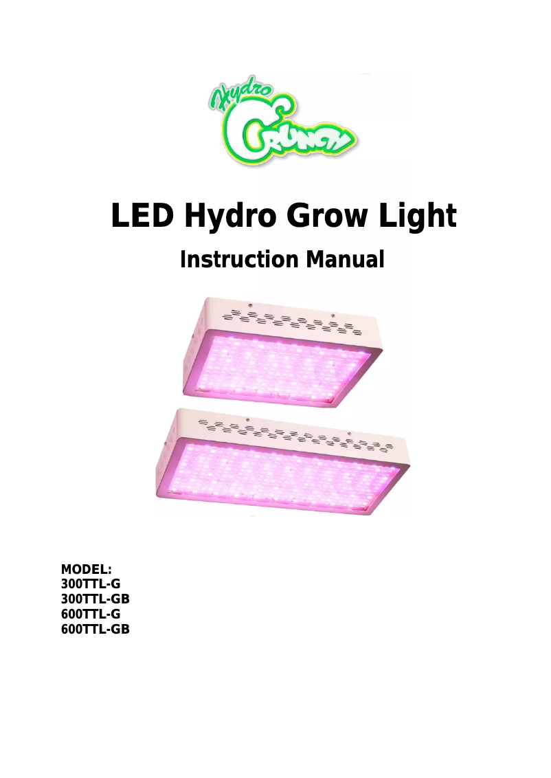 Page 1 de la notice Manuel utilisateur Hydro Crunch 300TTL-GB