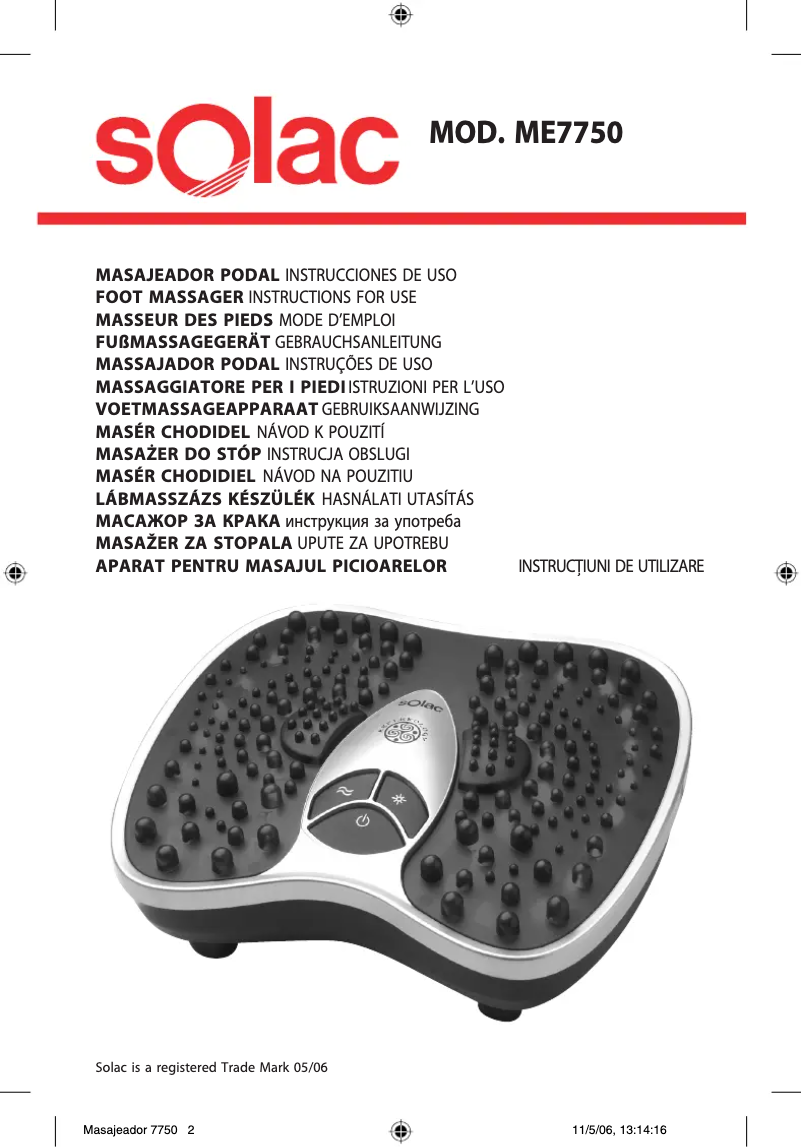 Page 1 de la notice Manuel utilisateur Solac ME7750