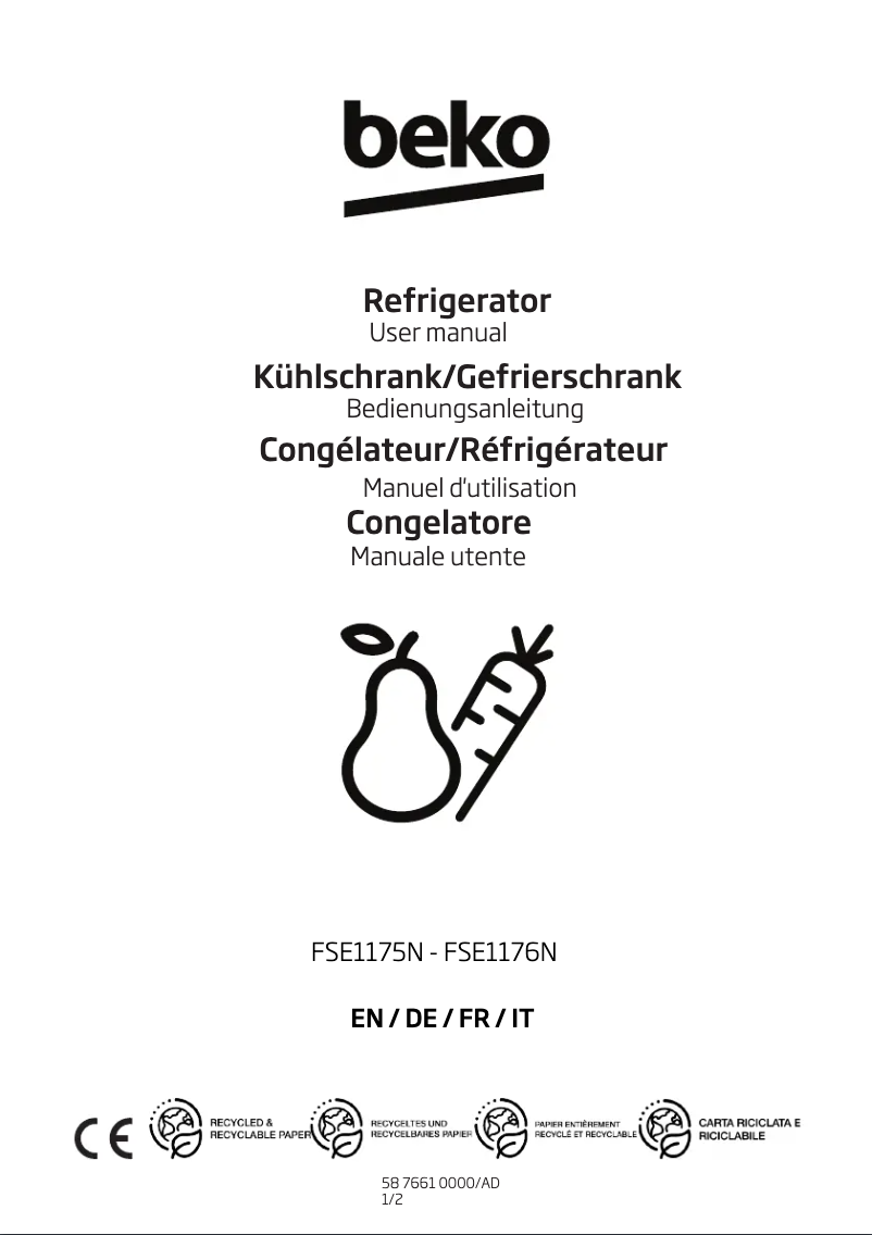 Image de la première page du manuel de l'appareil FSE1175N