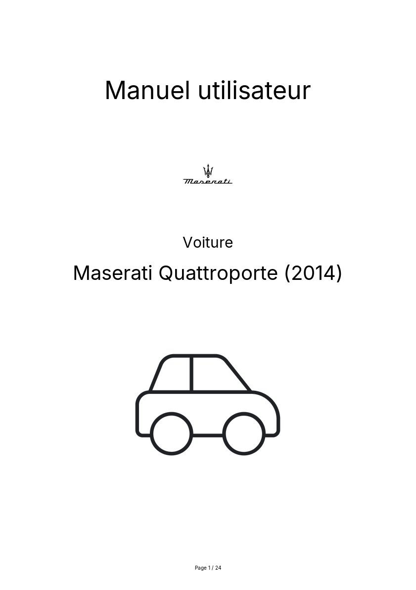 Image de la première page du manuel de l'appareil Quattroporte (2014)