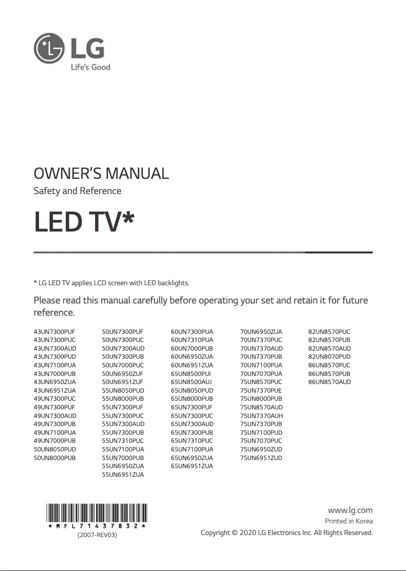 Imagen de la primera página del manual del dispositivo 75UN7370PUE