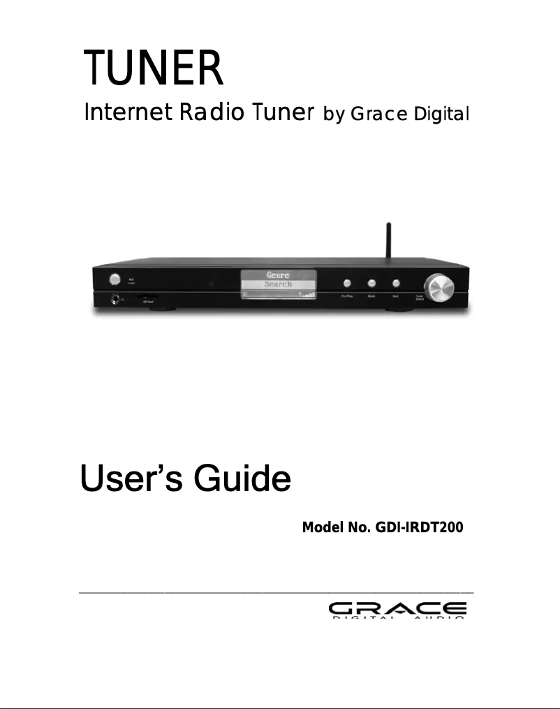 Page 1 de la notice Manuel utilisateur Grace Digital Audio Tuner GDI-IRDT200