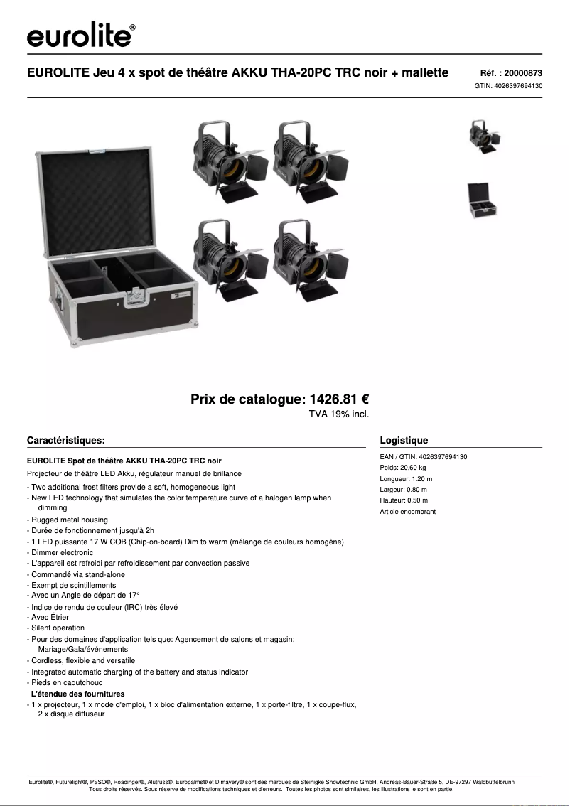 Image de la première page du manuel de l'appareil LED THA-20 PC TRC