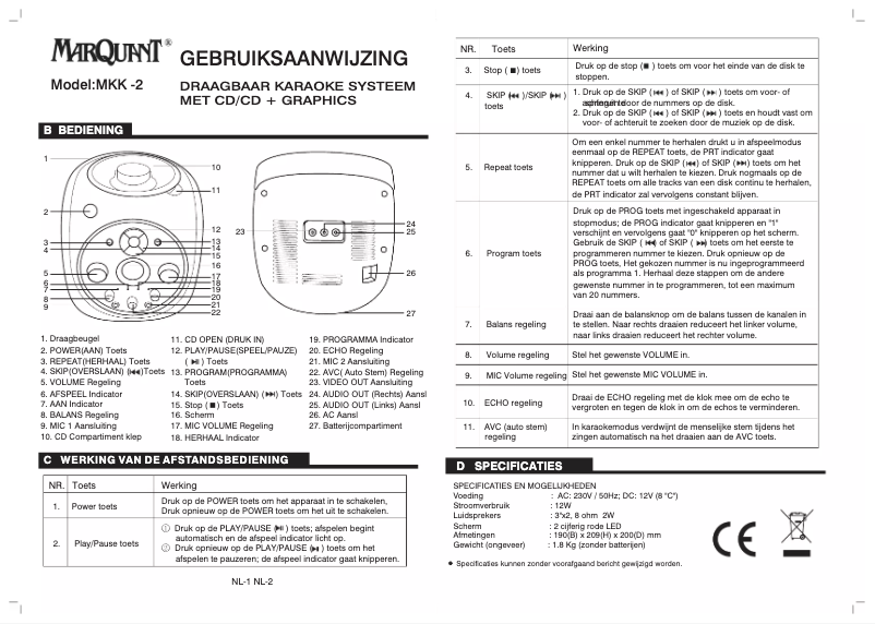Page n°1 - Manuel utilisateur Marquant MKK-2