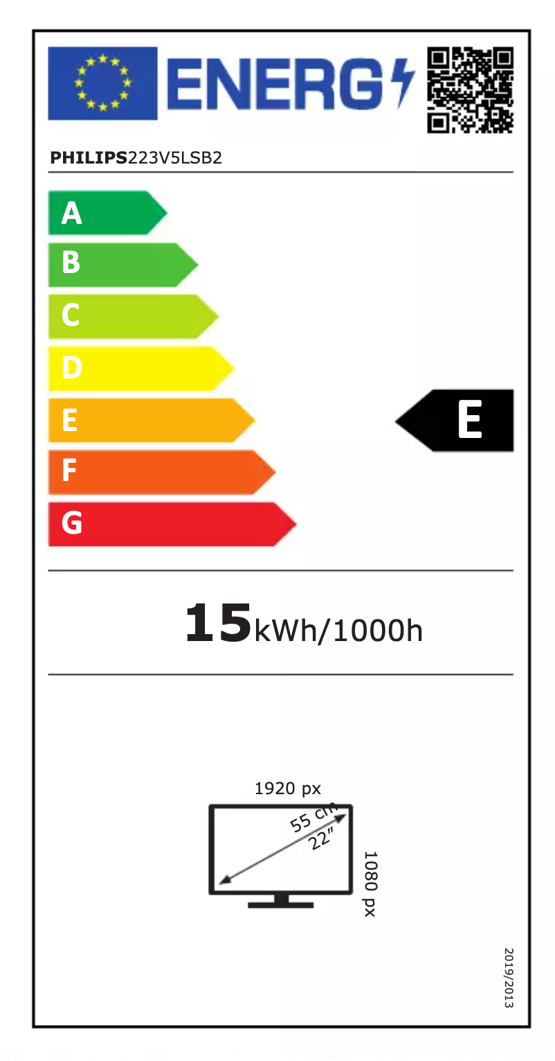 Page n°1 - Label énergétique Philips 223V5LSB2
