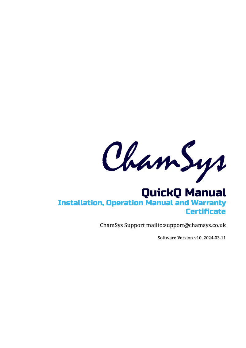 Page n°1 - Manuel utilisateur ChamSys QuickQ 20