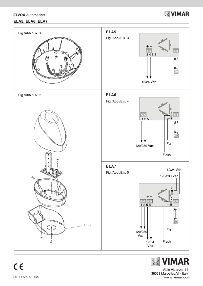 Page n°1 - Manuel utilisateur Vimar ELVOX ELA5