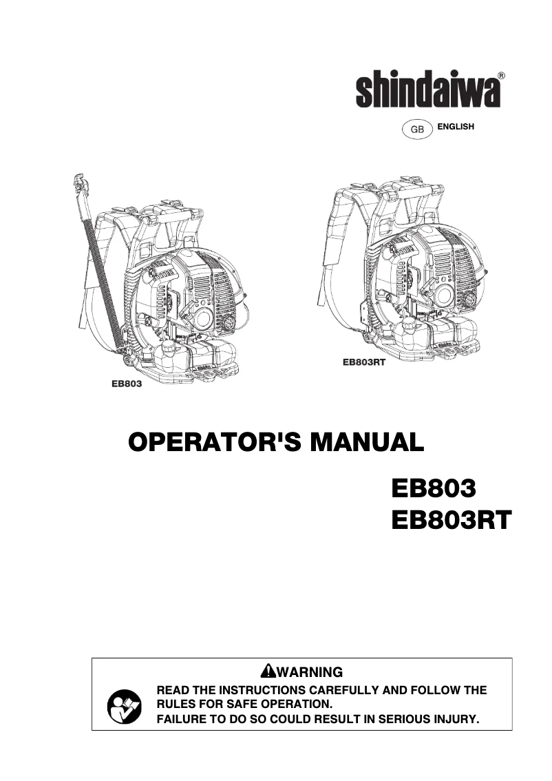 Page 1 de la notice Manuel utilisateur Shindaiwa EB803RT