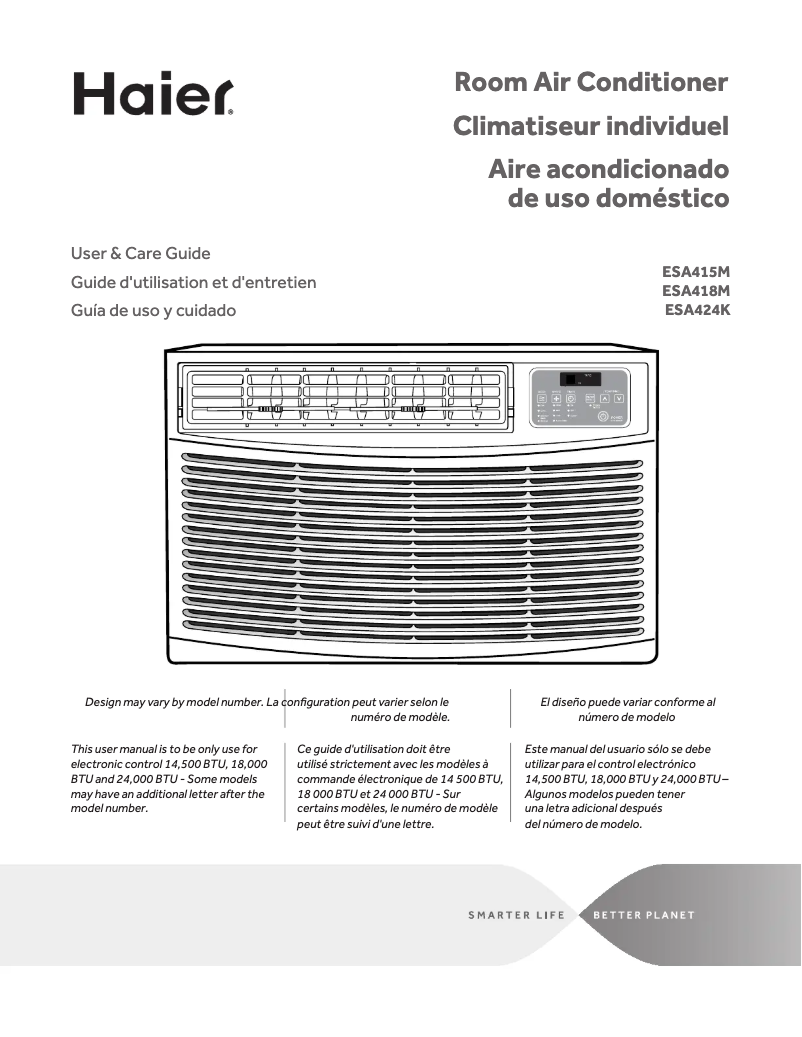 Page n°1 - Manuel utilisateur Haier ESA424N