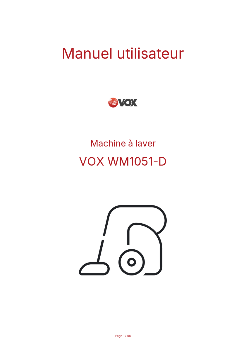 Image de la première page du manuel de l'appareil WM1051-D