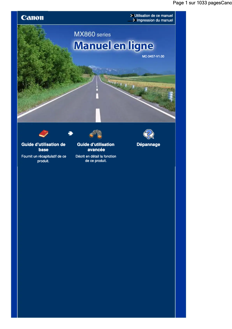 Page n°1 - Manuel utilisateur Canon Pixma MX860