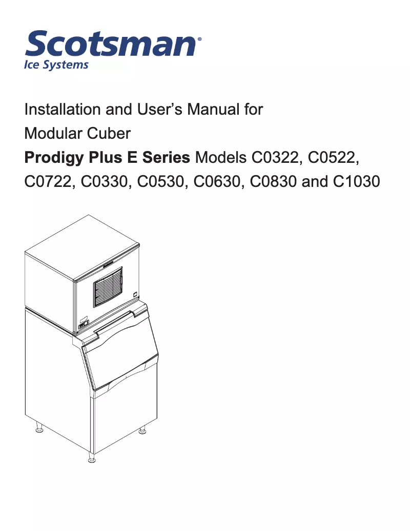Page 1 de la notice Guide d'installation Scotsman C0322MA-1