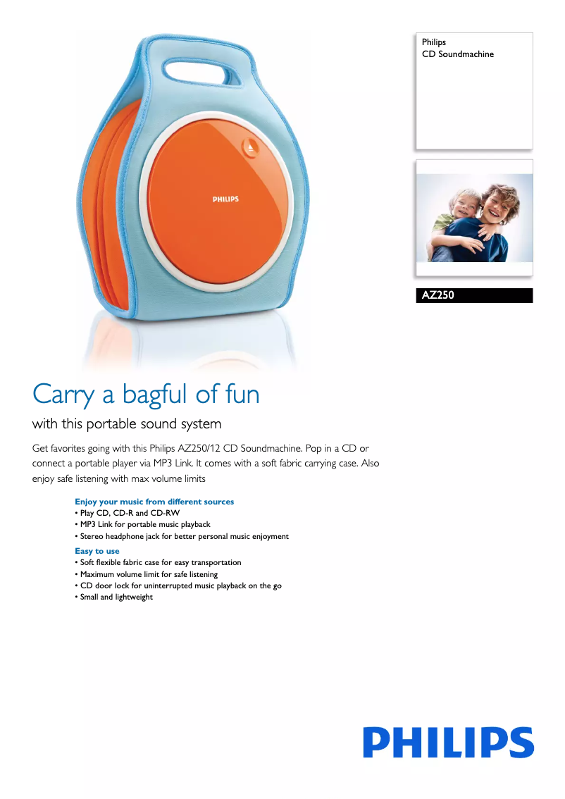 Página 1 del manual Ficha técnica Philips AZ250