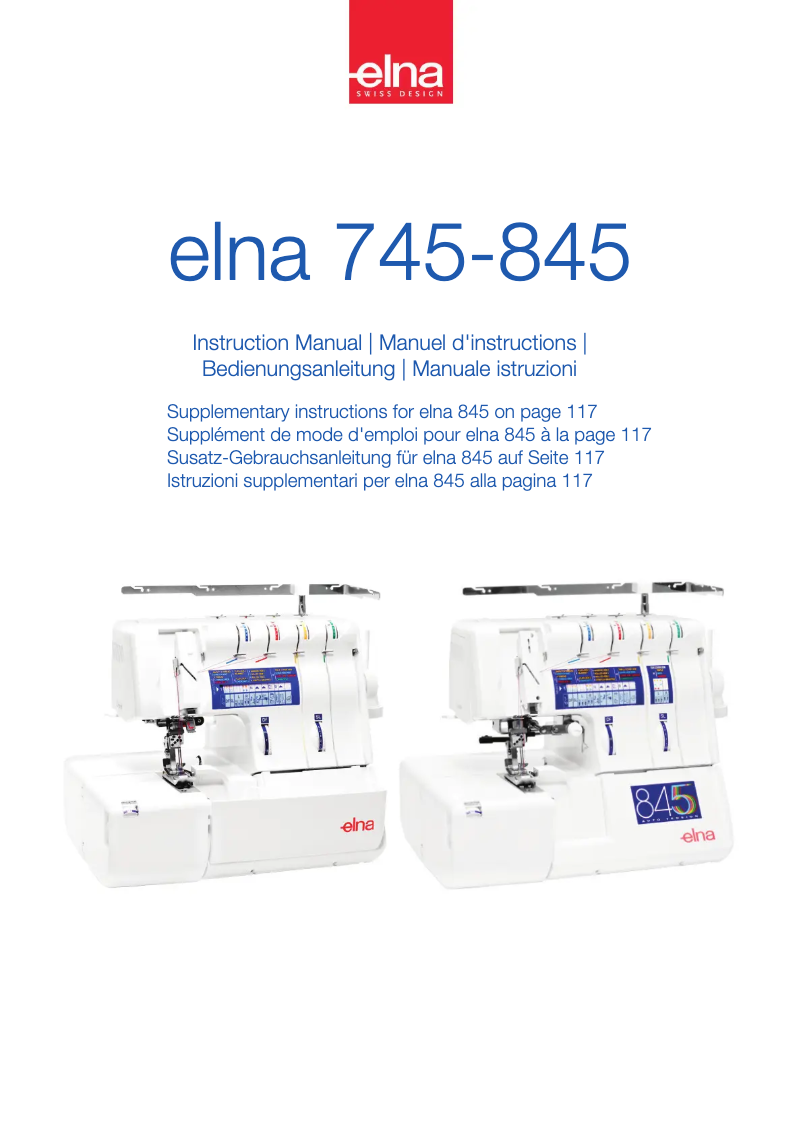 Page n°1 - Manuel utilisateur Elna 845