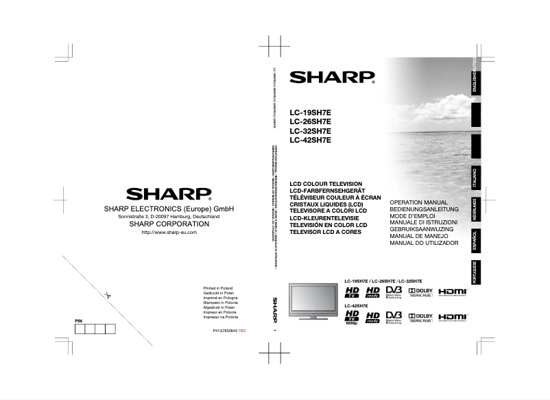 Page n°1 - Manuel utilisateur Sharp LC-32SH7E