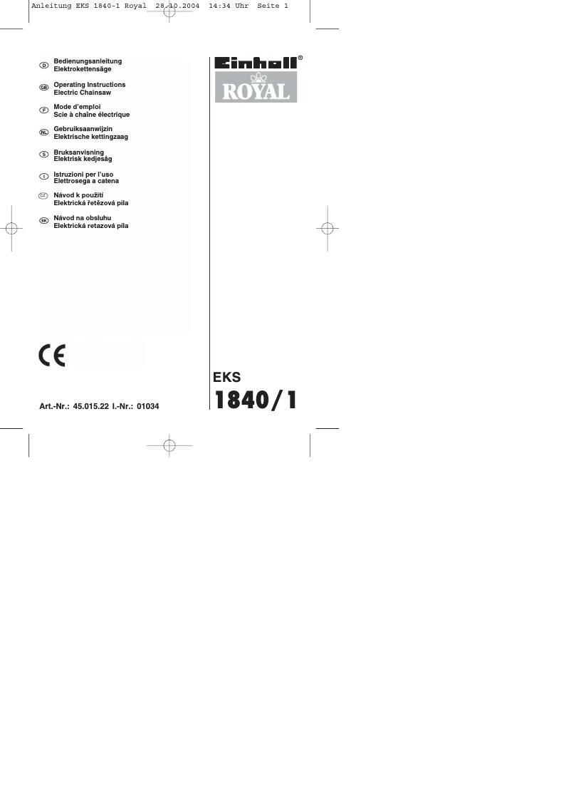Page n°1 - Manuel utilisateur Einhell Royal EKS 1840/1