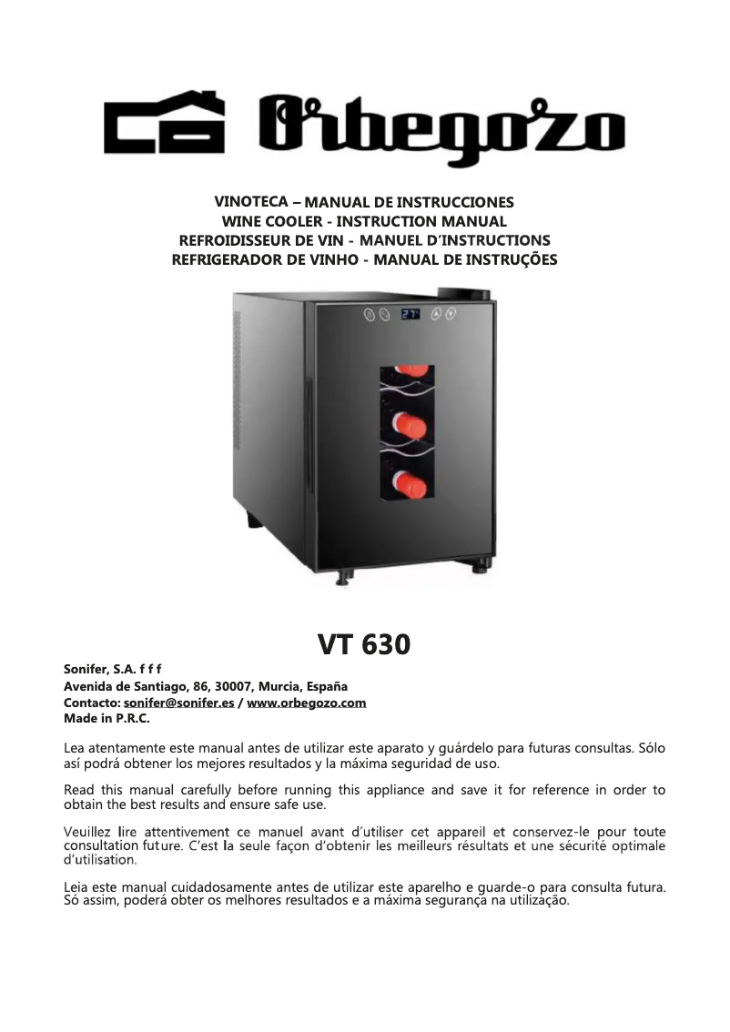Page n°1 - Manuel utilisateur Orbegozo VT 630