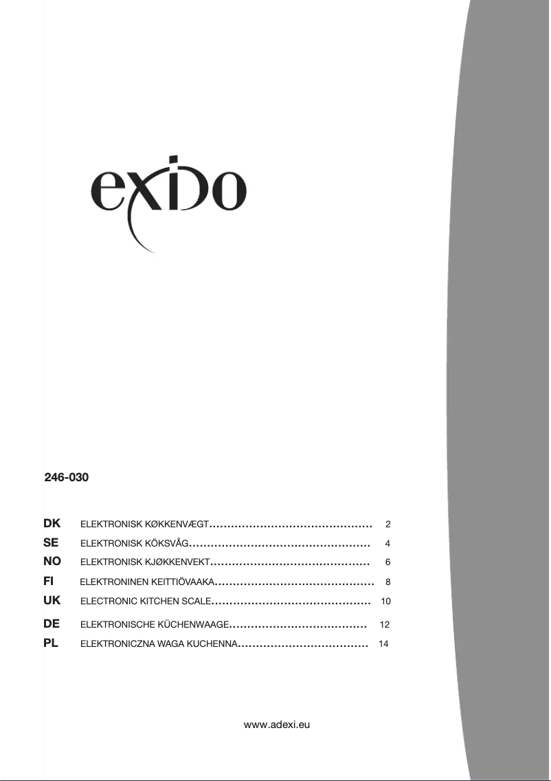 Page n°1 - Manuel utilisateur Exido 246-030