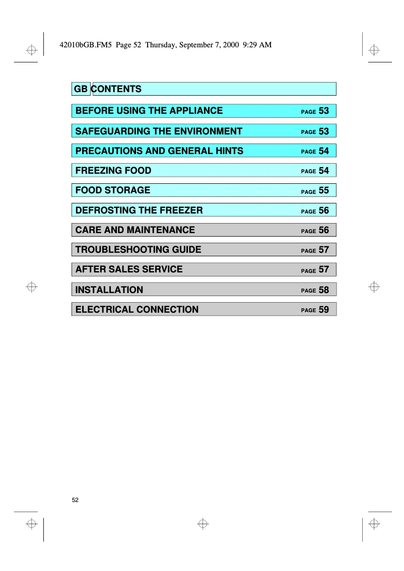 Page 1 de la notice Manuel utilisateur Whirlpool AFG 551/G