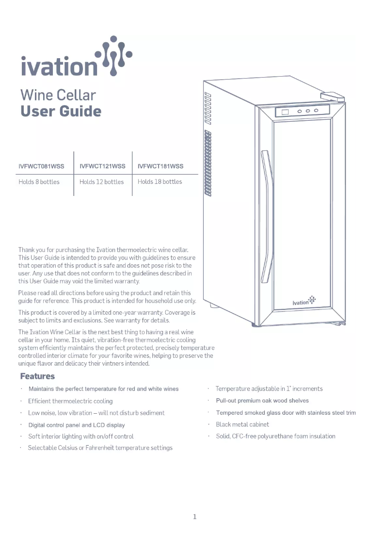 Page n°1 - Manuel utilisateur Ivation IVFWCT081WSS