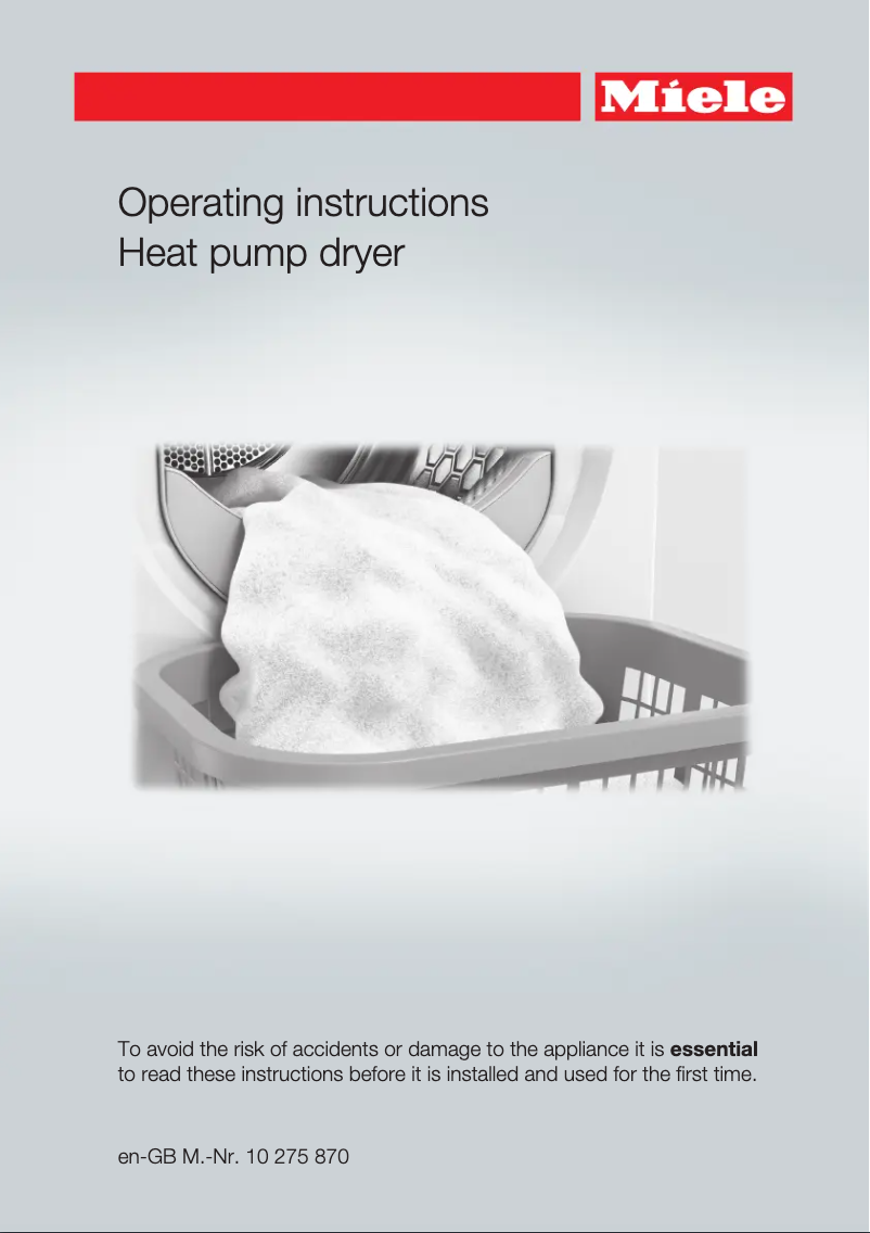 Page n°1 - Manuel utilisateur Miele TMG 840 WP S