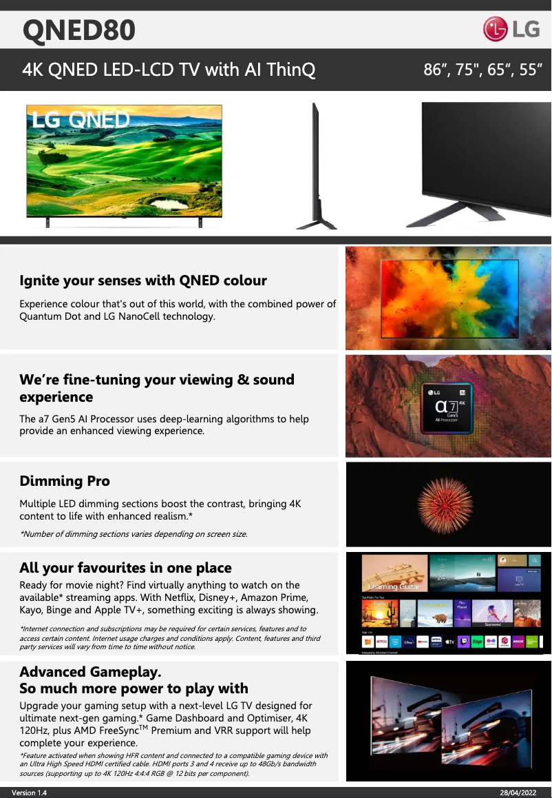 Página 1 del manual Ficha técnica LG 55QNED80SQA