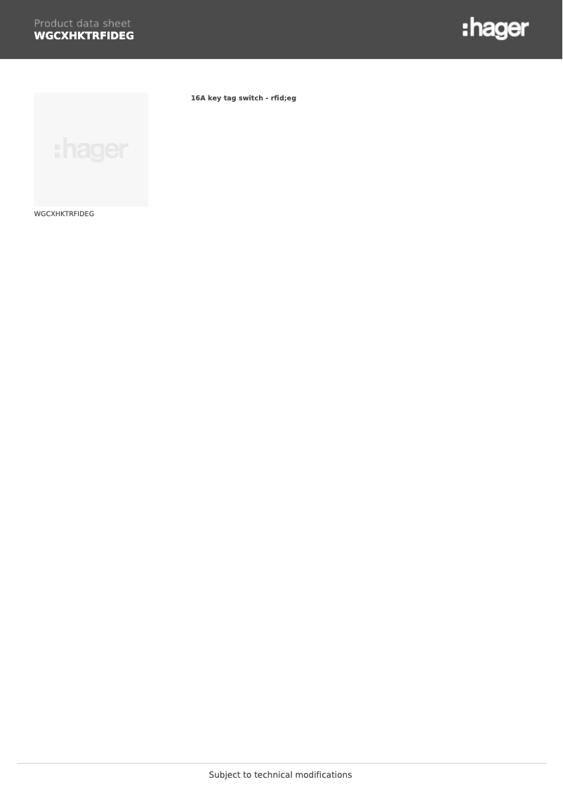 Page n°1 - Fiche technique Hager WGCXHKTRFIDEG