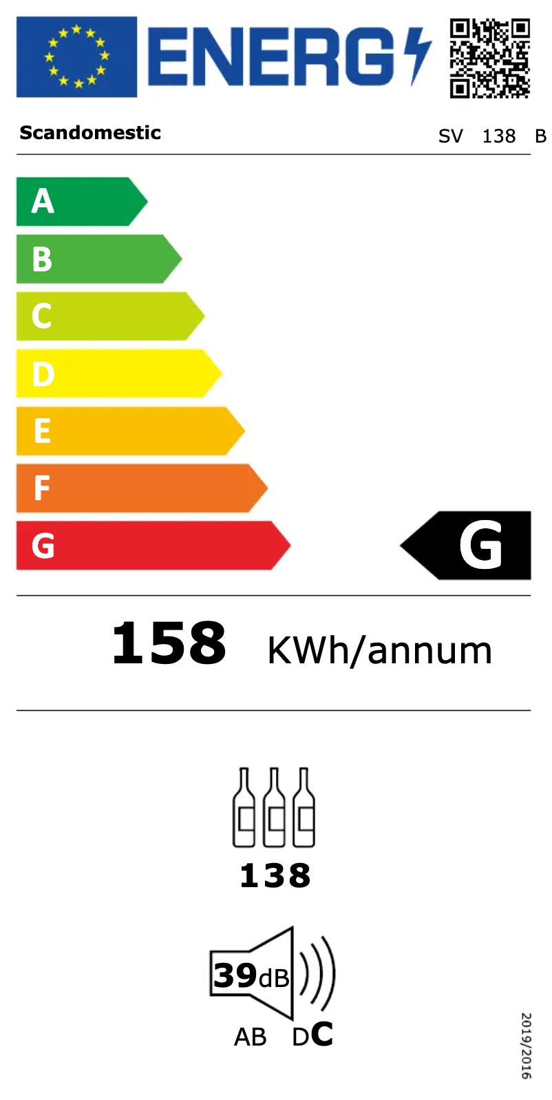 Page n°1 - Label énergétique Scandomestic SV 138 B