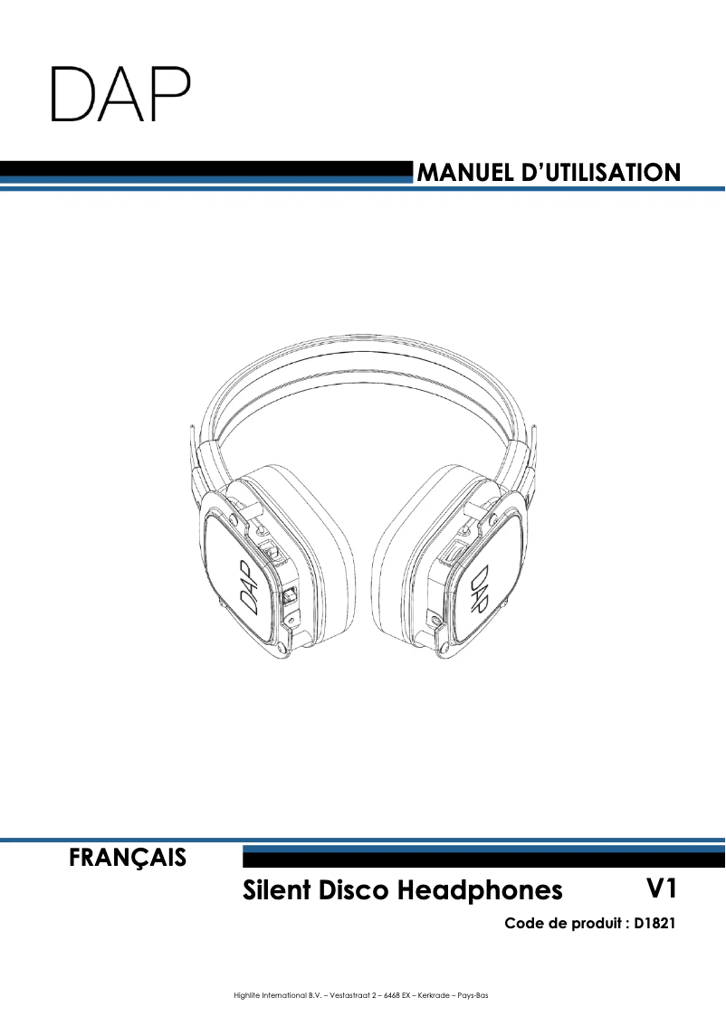 Page 1 de la notice Manuel utilisateur DAP-Audio Silent Disco Headphones