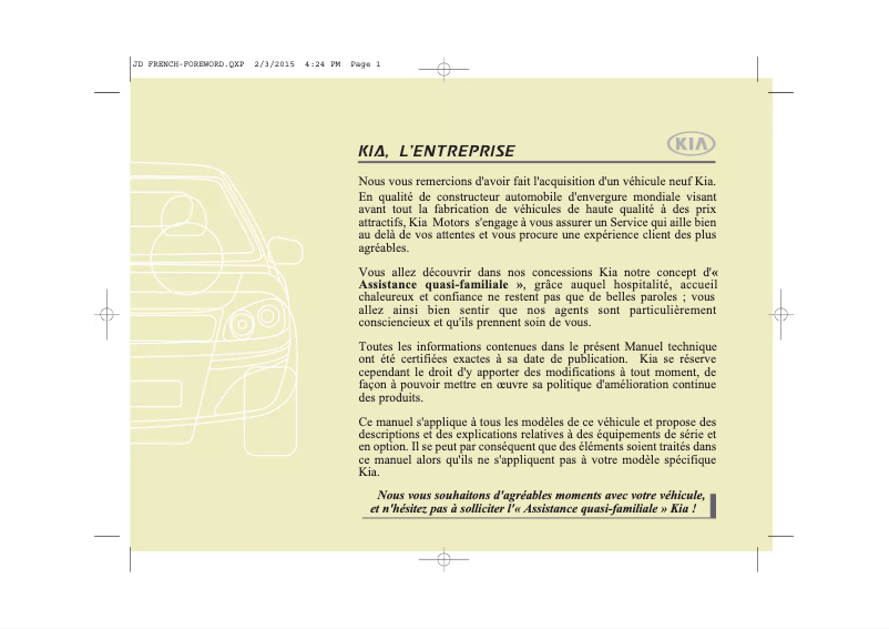 Page n°1 - Manuel utilisateur Kia Cee'd (2015)