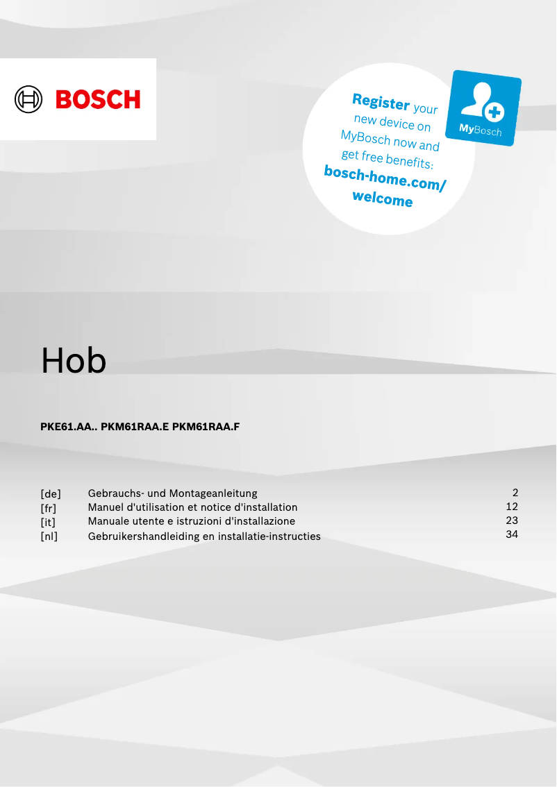 Página 1 del manual Manual de usuario Bosch PKE61RAA2E
